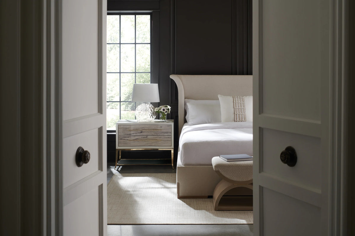 Caracole Open Enrollment Ottoman – angle view – Lusso Furniture Miami