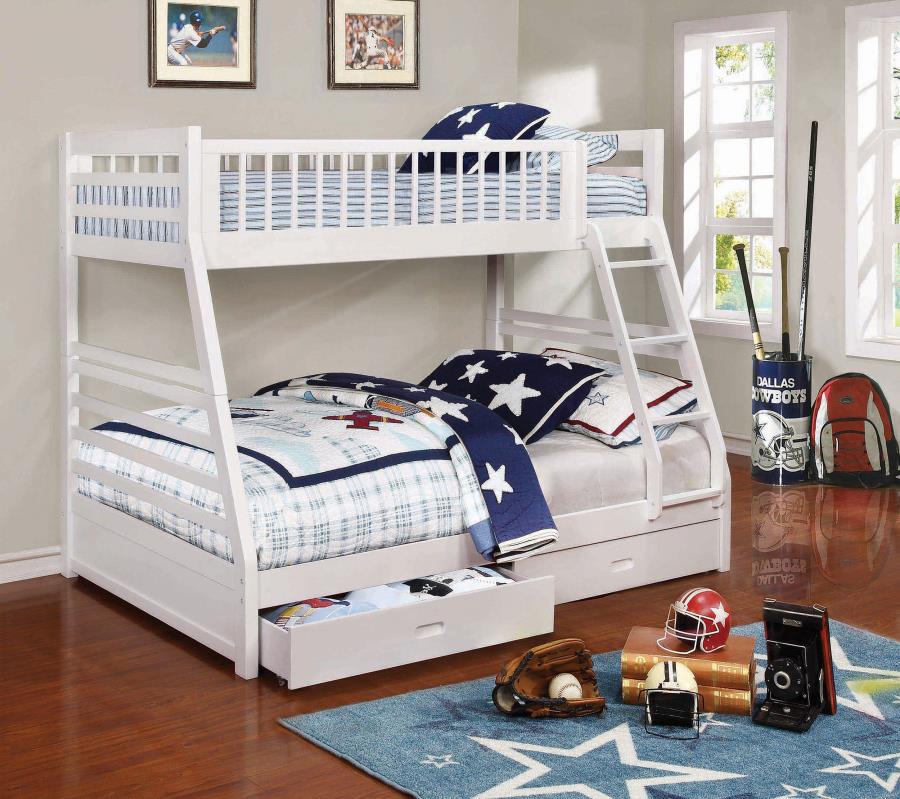 Ashton 2-drawer Wood Twin Over Full Bunk Bed White-zoom-2