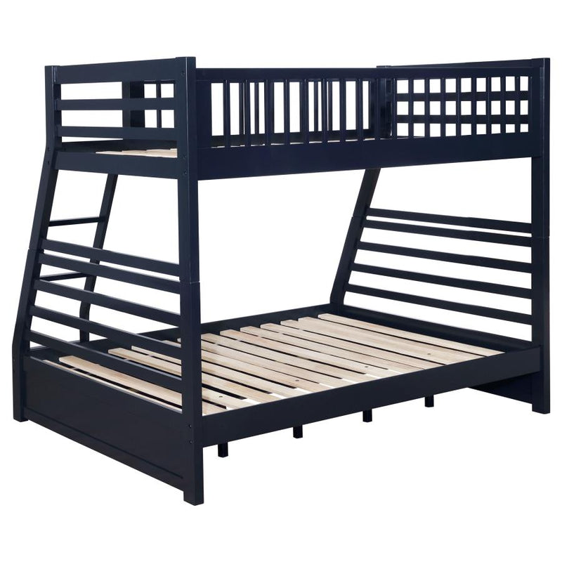 Ashton 2-drawer Wood Twin Over Full Bunk Bed Navy Blue-zoom-