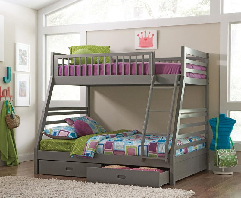 Ashton 2-drawer Wood Twin Over Full Bunk Bed Grey-zoom-