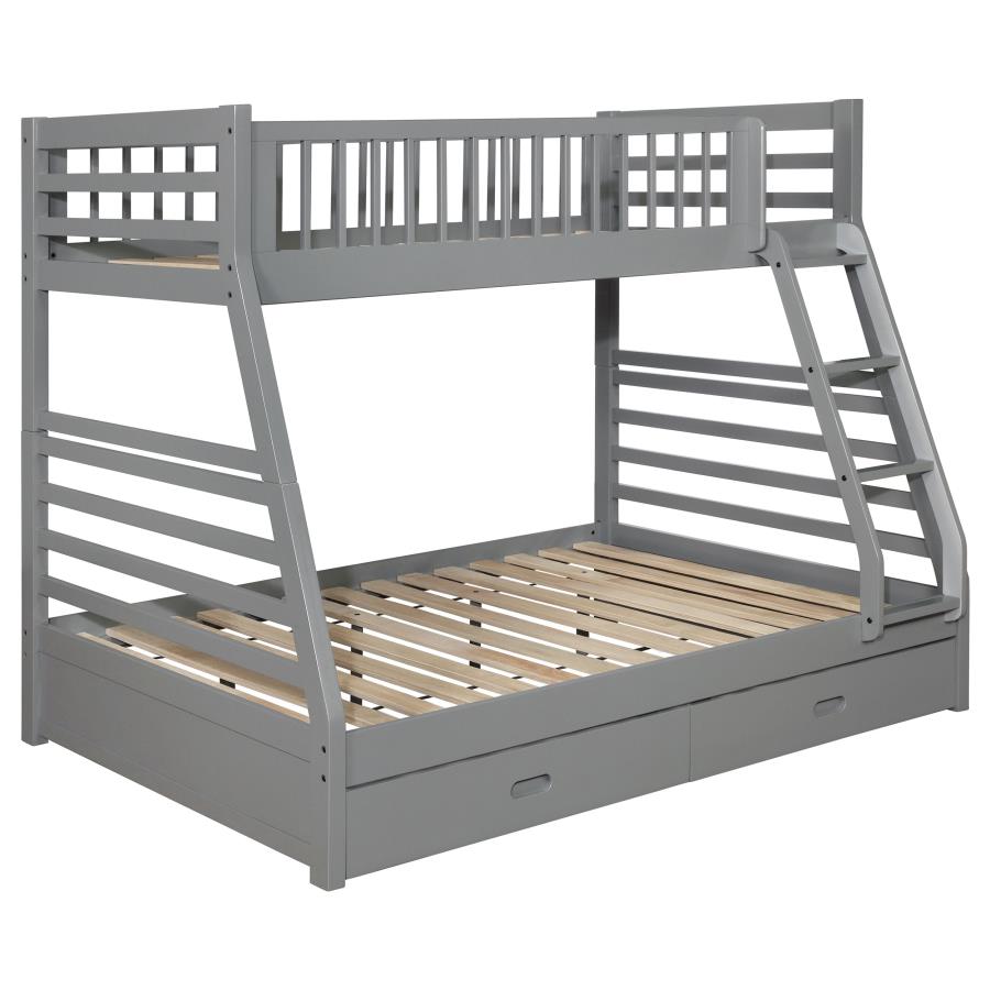 Ashton 2-drawer Wood Twin Over Full Bunk Bed Grey-1