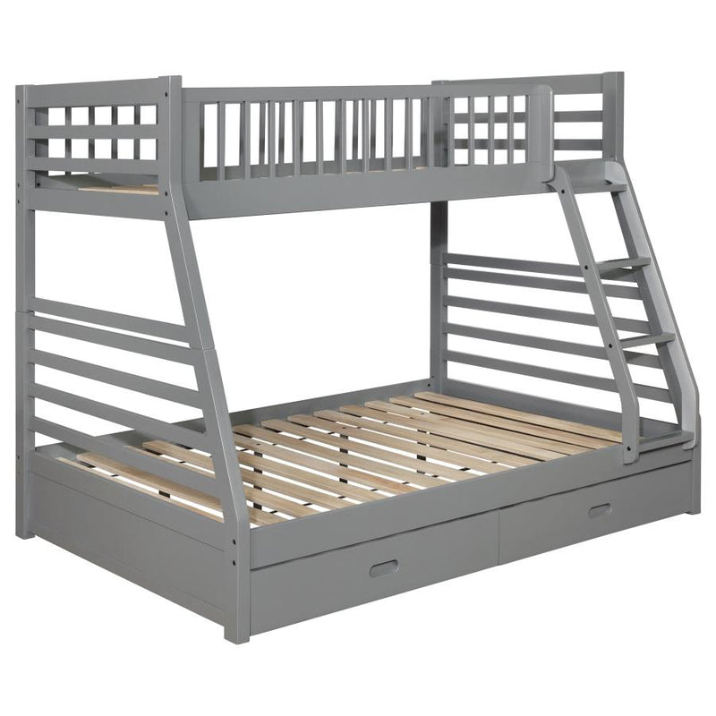 Ashton 2-drawer Wood Twin Over Full Bunk Bed Grey-zoom-