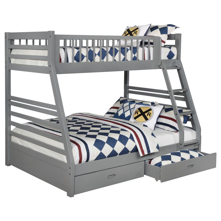 Ashton 2-drawer Wood Twin Over Full Bunk Bed Grey-zoom-3