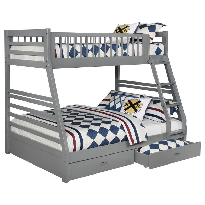 Ashton 2-drawer Wood Twin Over Full Bunk Bed Grey-zoom-