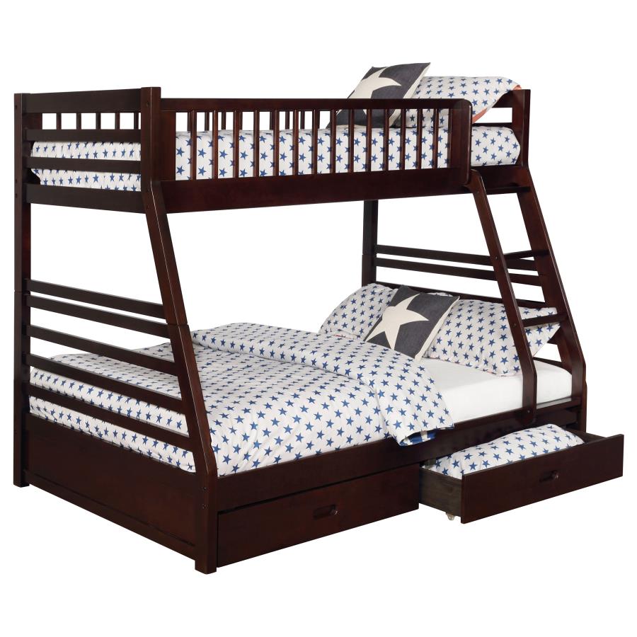 Ashton 2-drawer Wood Twin Over Full Bunk Bed Cappuccino-zoom-3