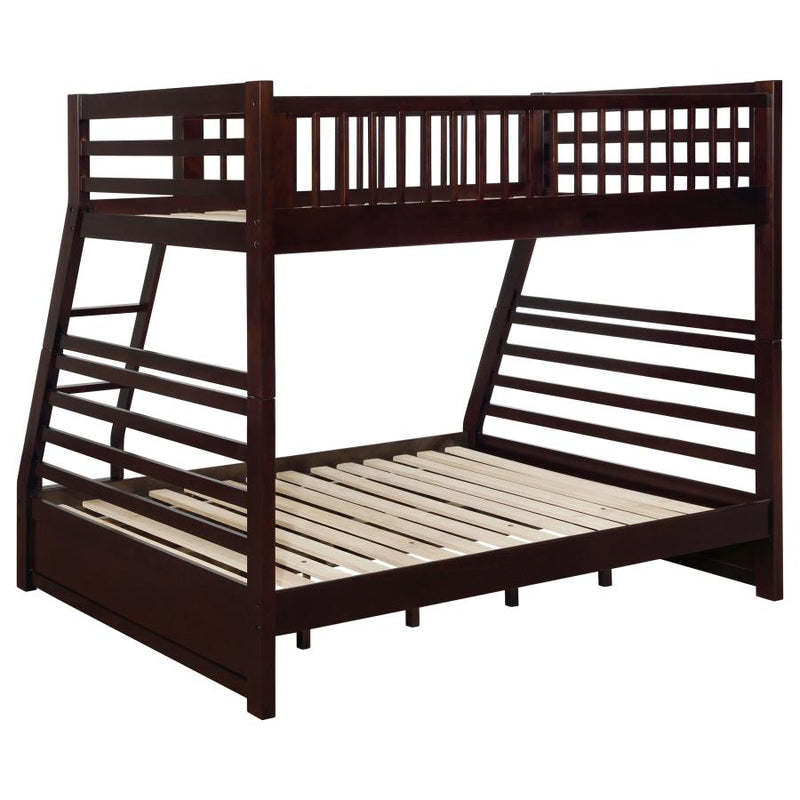 Ashton 2-drawer Wood Twin Over Full Bunk Bed Cappuccino-zoom-
