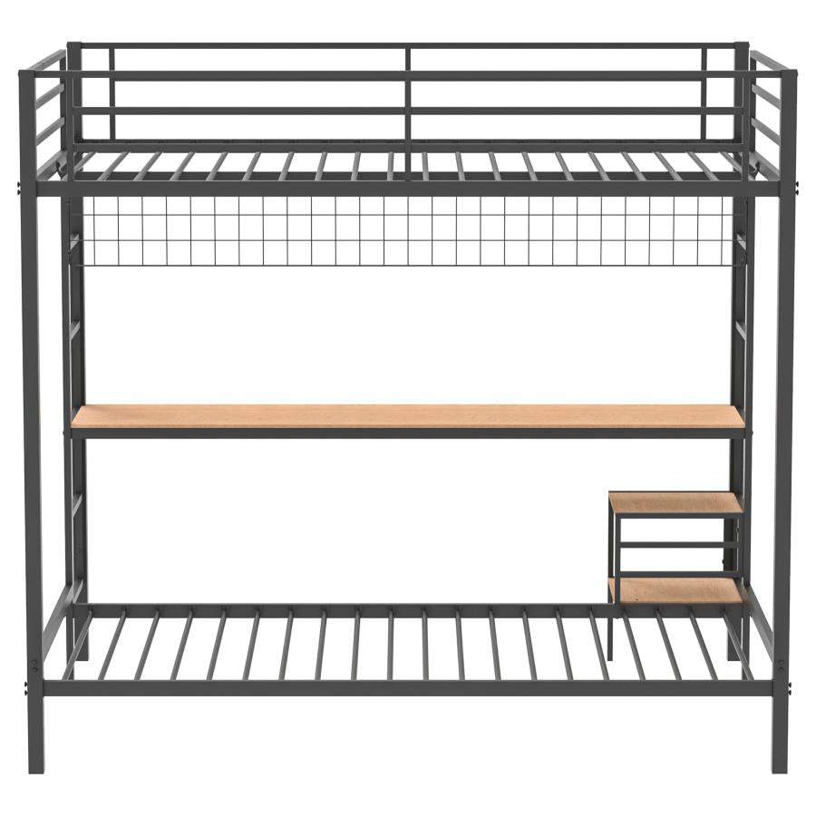 Bettoni Metal Full Over Twin Workstation Bunk Bed Matte Black-zoom-7