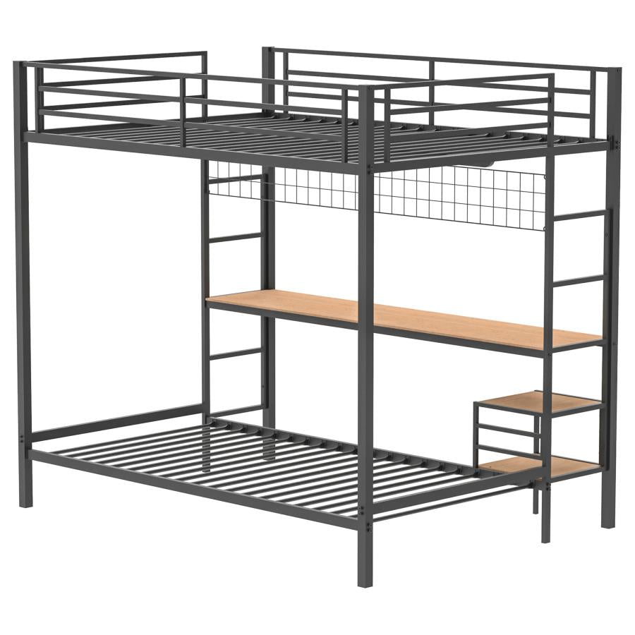 Bettoni Metal Full Over Twin Workstation Bunk Bed Matte Black-zoom-8