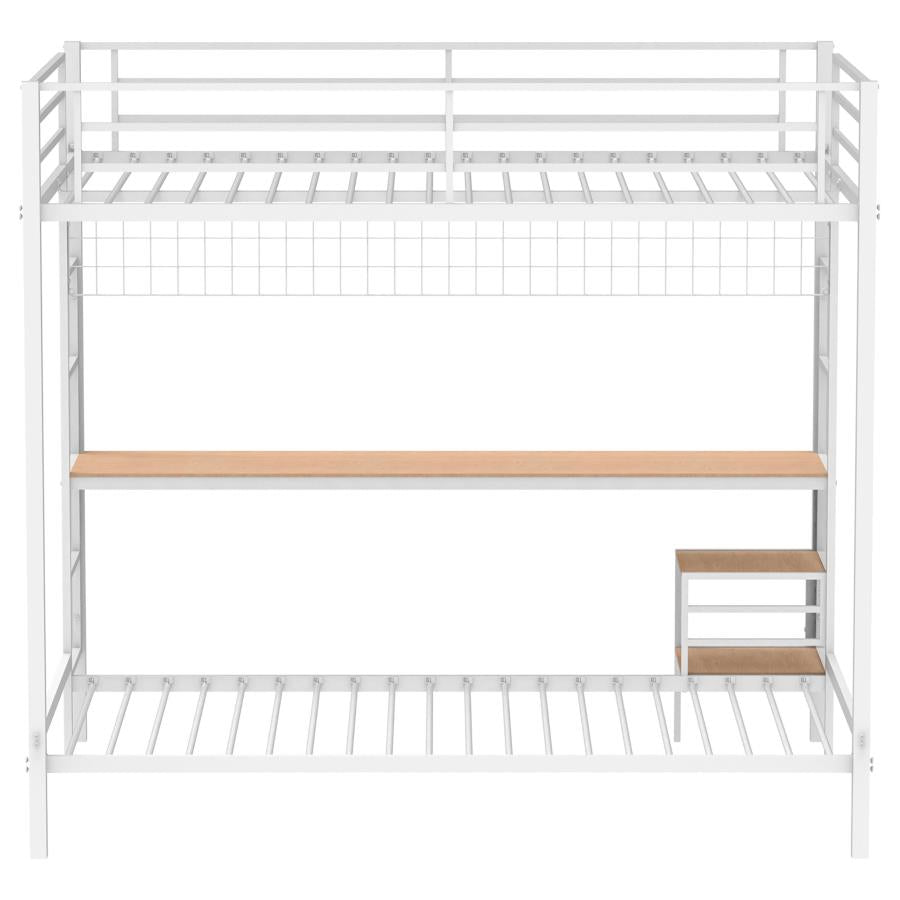Bettoni Metal Full Over Twin Workstation Bunk Bed Matte White-zoom-7