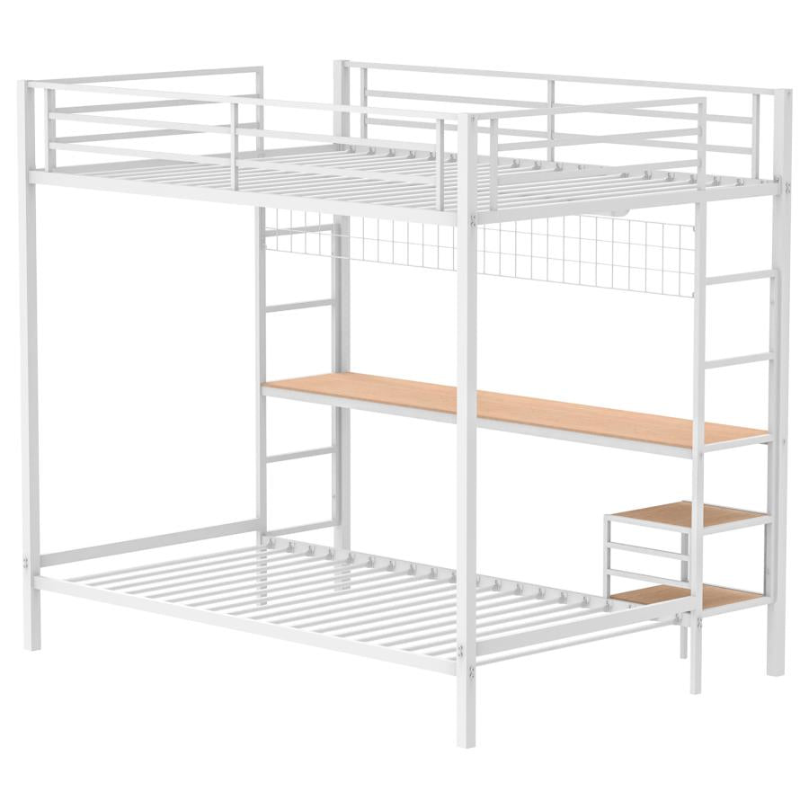Bettoni Metal Full Over Twin Workstation Bunk Bed Matte White-zoom-8