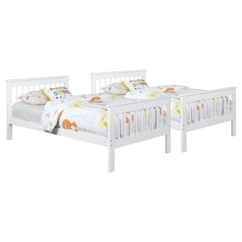 Chapman Wood Twin Over Twin Bunk Bed with Mattress White-zoom-