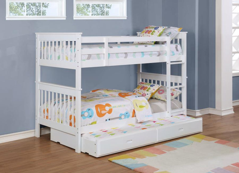 Chapman Wood Twin Over Twin Bunk Bed with Mattress White-zoom-