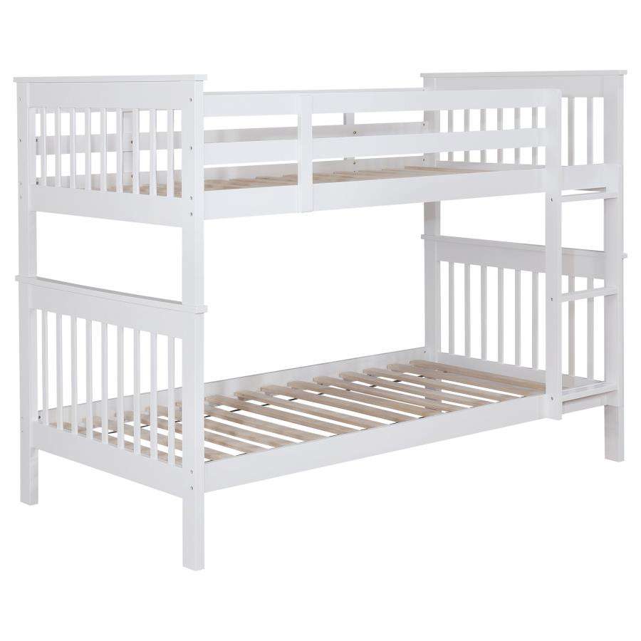 Chapman Wood Twin Over Twin Bunk Bed White-1