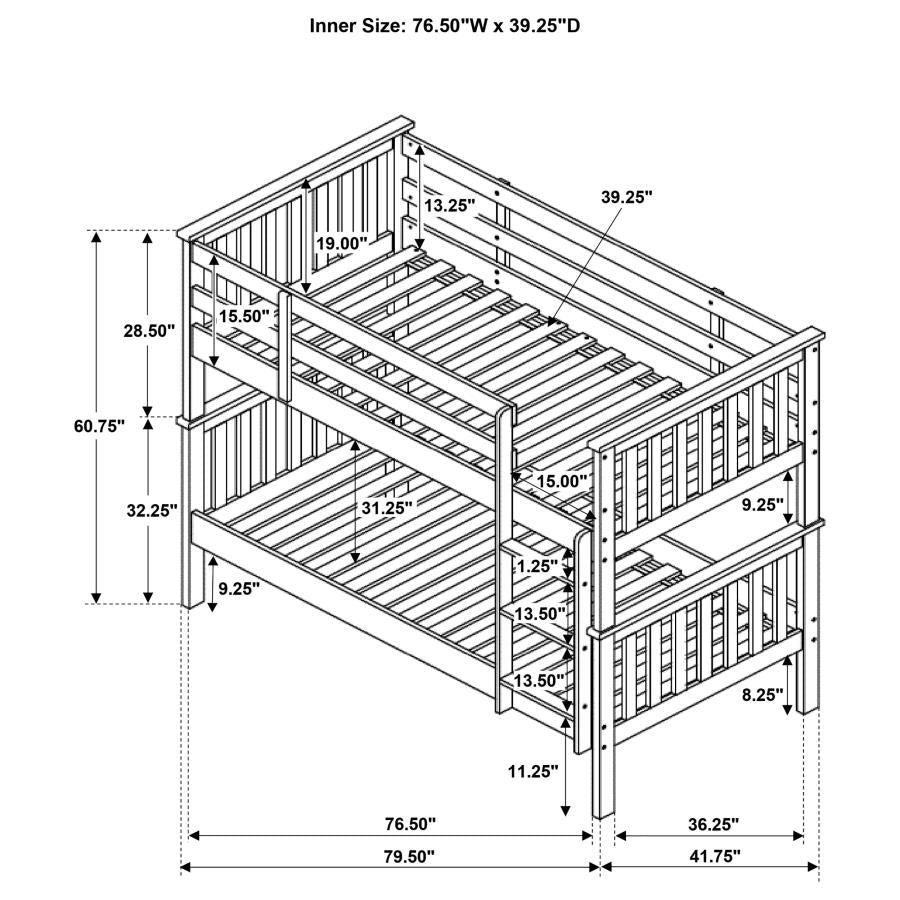 Chapman Wood Twin Over Twin Bunk Bed White-zoom-5