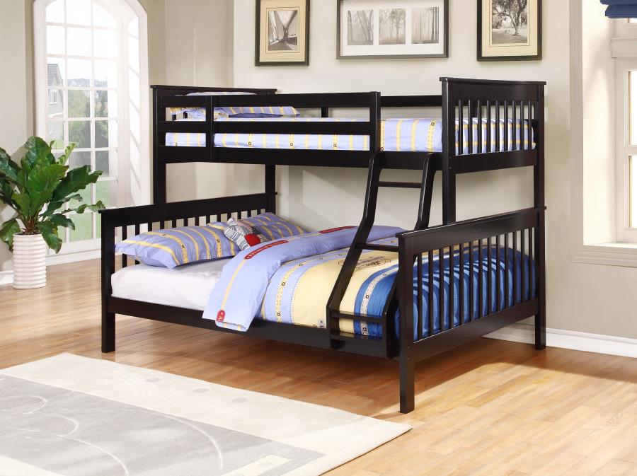 Chapman Wood Twin Over Full Bunk Bed Black-zoom-2