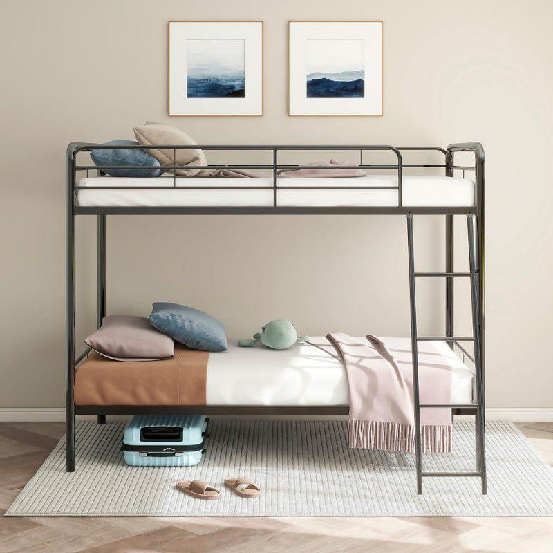 Carson Metal Twin Over Twin Bunk Bed Glossy Black-zoom-