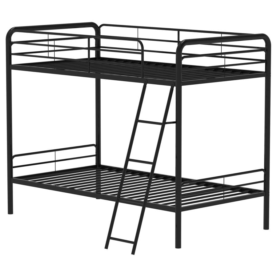 Carson Metal Twin Over Twin Bunk Bed Glossy Black-zoom-5