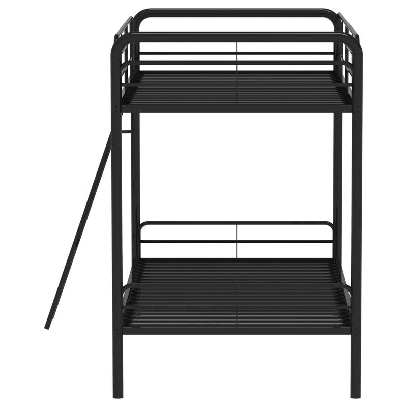 Carson Metal Twin Over Twin Bunk Bed Glossy Black-zoom-