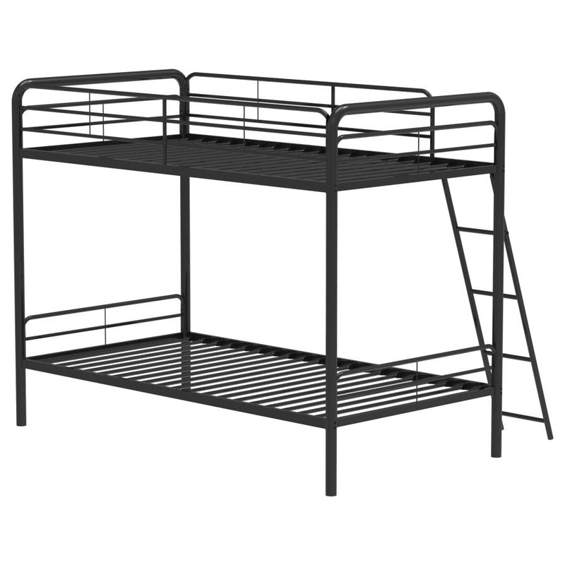 Carson Metal Twin Over Twin Bunk Bed Glossy Black-zoom-