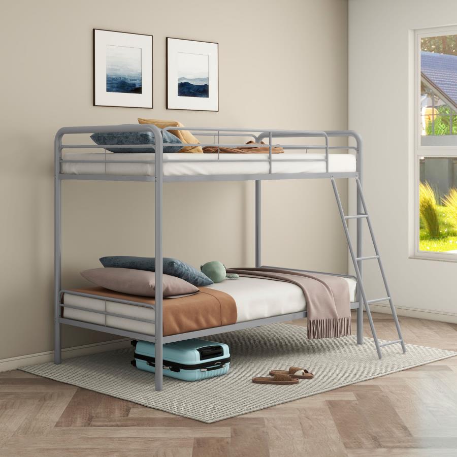 Carson Metal Twin Over Twin Bunk Bed Glossy Silver-2