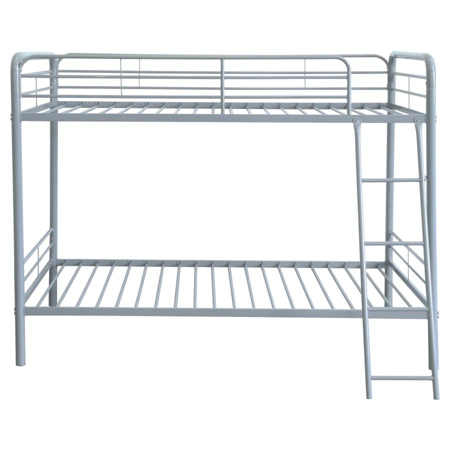 Carson Metal Twin Over Twin Bunk Bed Glossy Silver-zoom-4