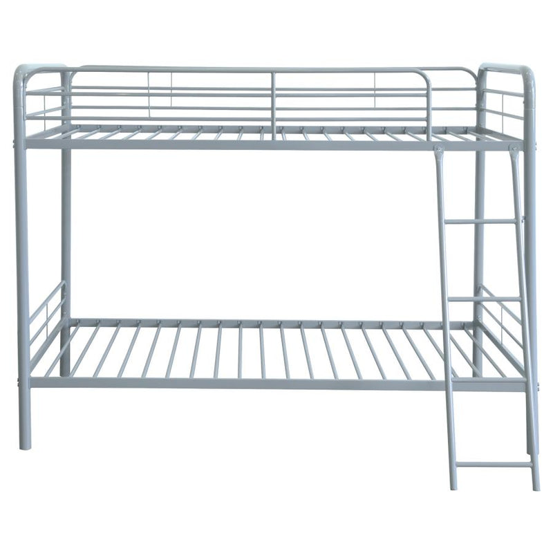 Carson Metal Twin Over Twin Bunk Bed Glossy Silver-zoom-
