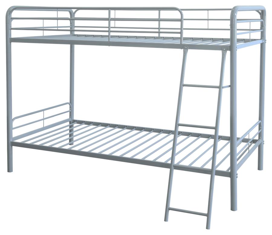 Carson Metal Twin Over Twin Bunk Bed Glossy Silver-zoom-5