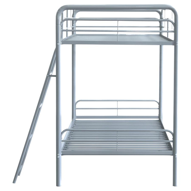 Carson Metal Twin Over Twin Bunk Bed Glossy Silver-zoom-