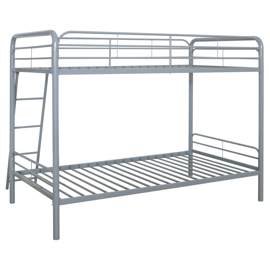 Carson Metal Twin Over Twin Bunk Bed Glossy Silver-zoom-7