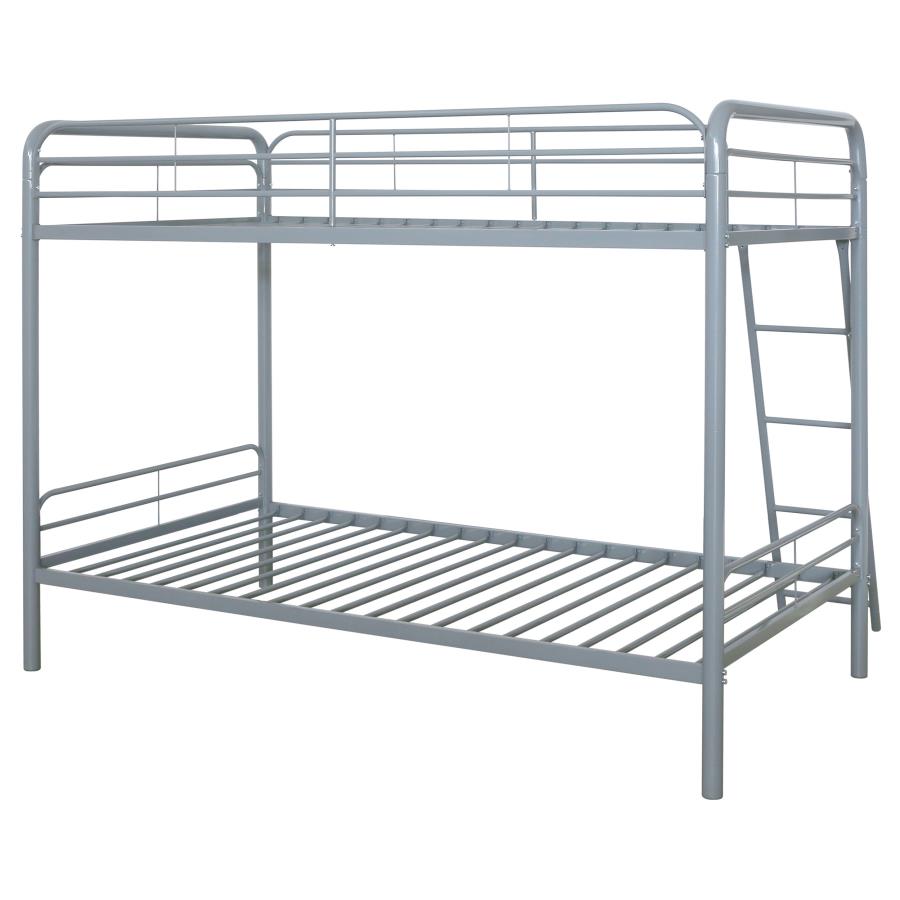 Carson Metal Twin Over Twin Bunk Bed Glossy Silver-8