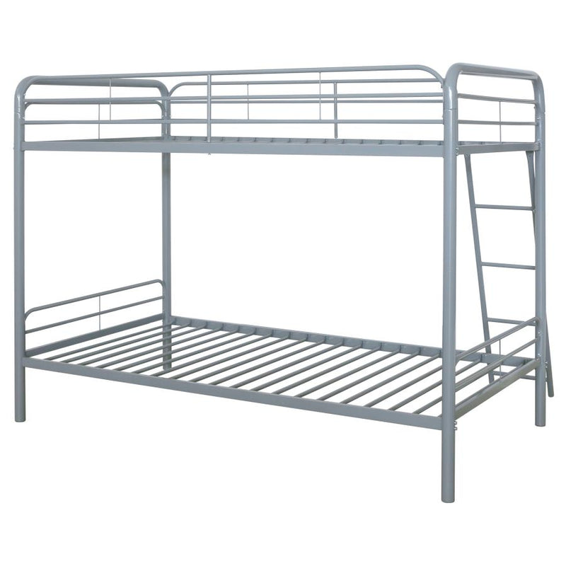 Carson Metal Twin Over Twin Bunk Bed Glossy Silver-zoom-