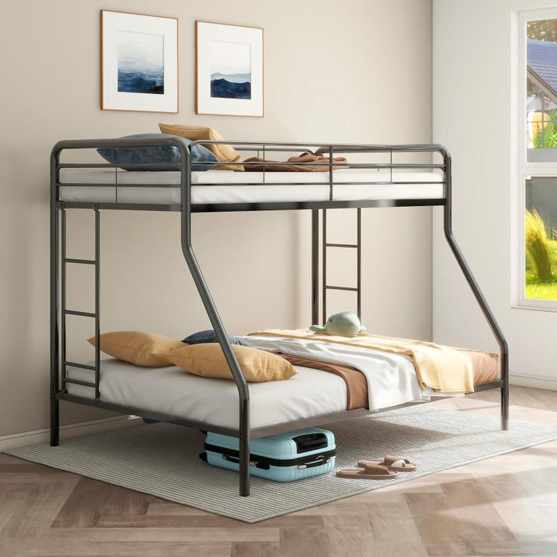Carson Metal Twin Over Full Bunk Bed Glossy Black-zoom-