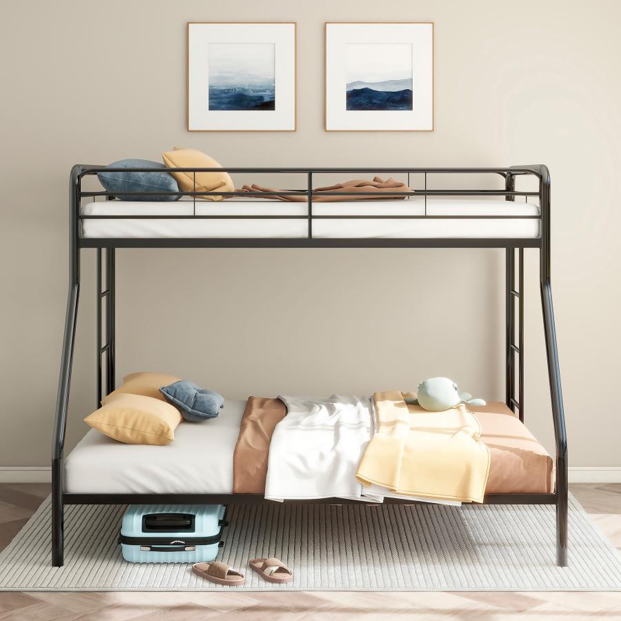 Carson Metal Twin Over Full Bunk Bed Glossy Black-3