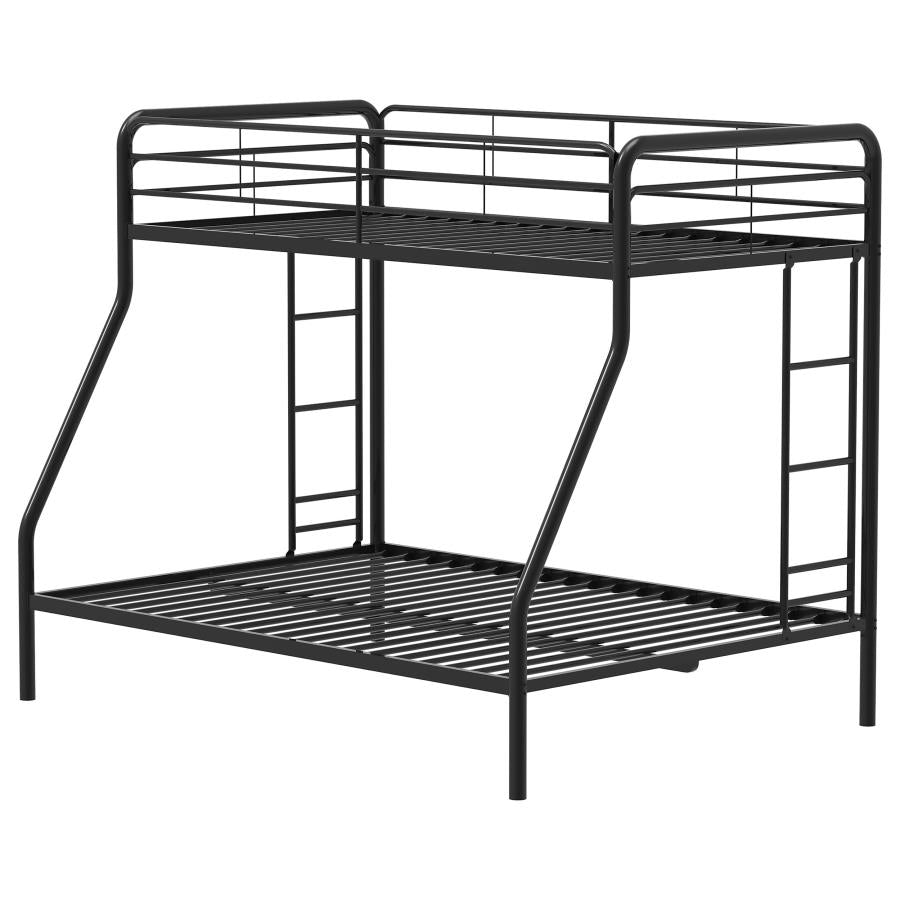 Carson Metal Twin Over Full Bunk Bed Glossy Black-zoom-5