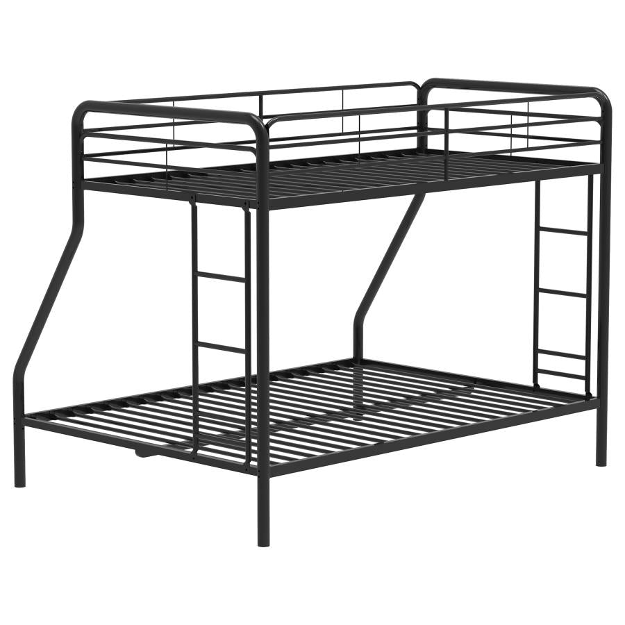 Carson Metal Twin Over Full Bunk Bed Glossy Black-zoom-7