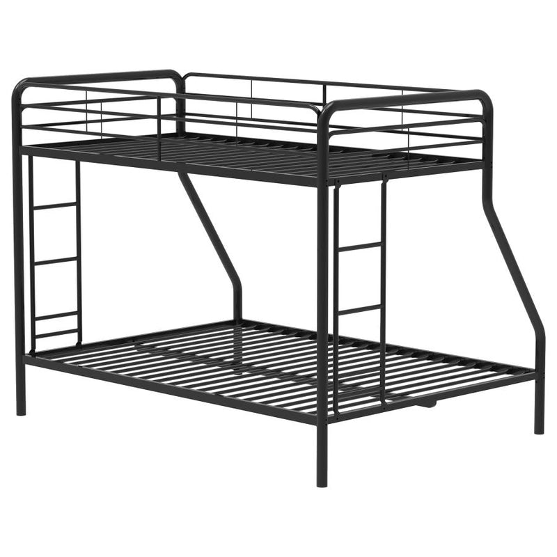 Carson Metal Twin Over Full Bunk Bed Glossy Black-zoom-