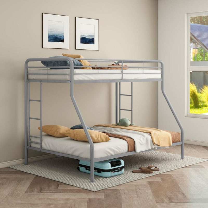 Carson Metal Twin Over Full Bunk Bed Glossy Silver-zoom-