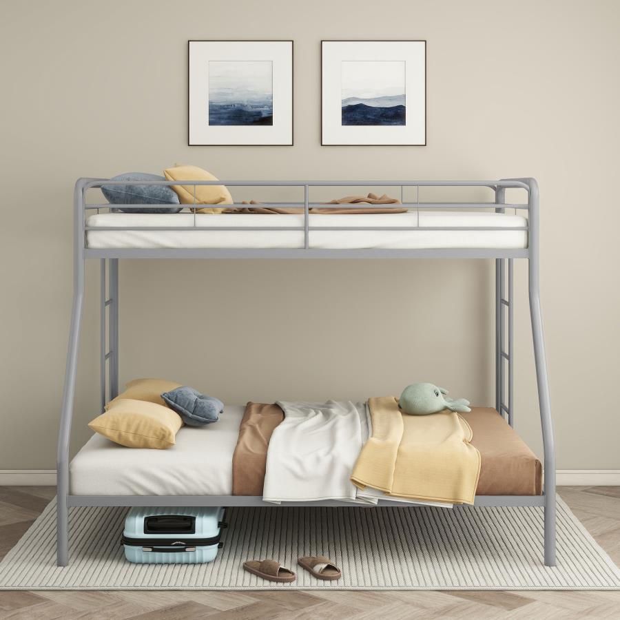 Carson Metal Twin Over Full Bunk Bed Glossy Silver-zoom-3