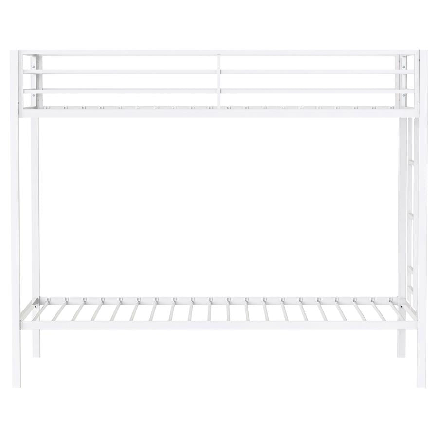 Alevera Metal Twin Over Twin Bunk Bed with Ladder White-zoom-4