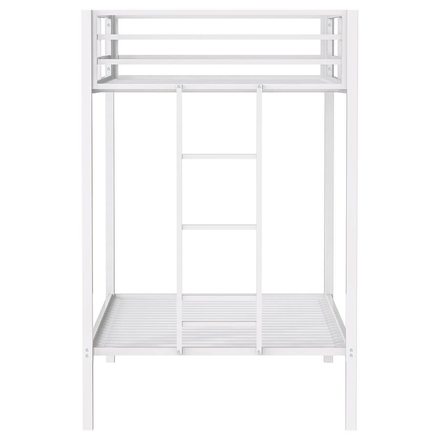 Alevera Metal Twin Over Twin Bunk Bed with Ladder White-zoom-6