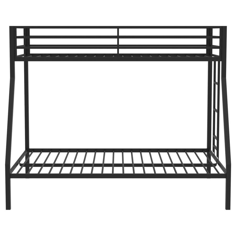 Alevera Metal Twin Over Full Bunk Bed with Ladder Black-4