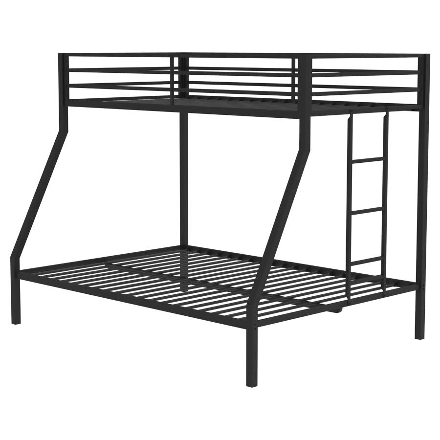 Alevera Metal Twin Over Full Bunk Bed with Ladder Black-5