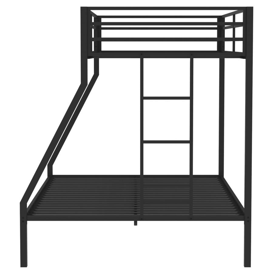 Alevera Metal Twin Over Full Bunk Bed with Ladder Black-zoom-6