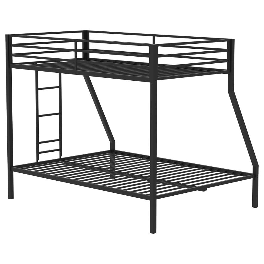Alevera Metal Twin Over Full Bunk Bed with Ladder Black-7
