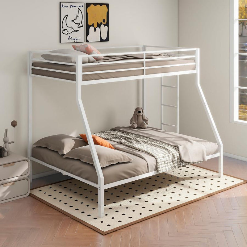 Alevera Metal Twin Over Full Bunk Bed with Ladder White-zoom-