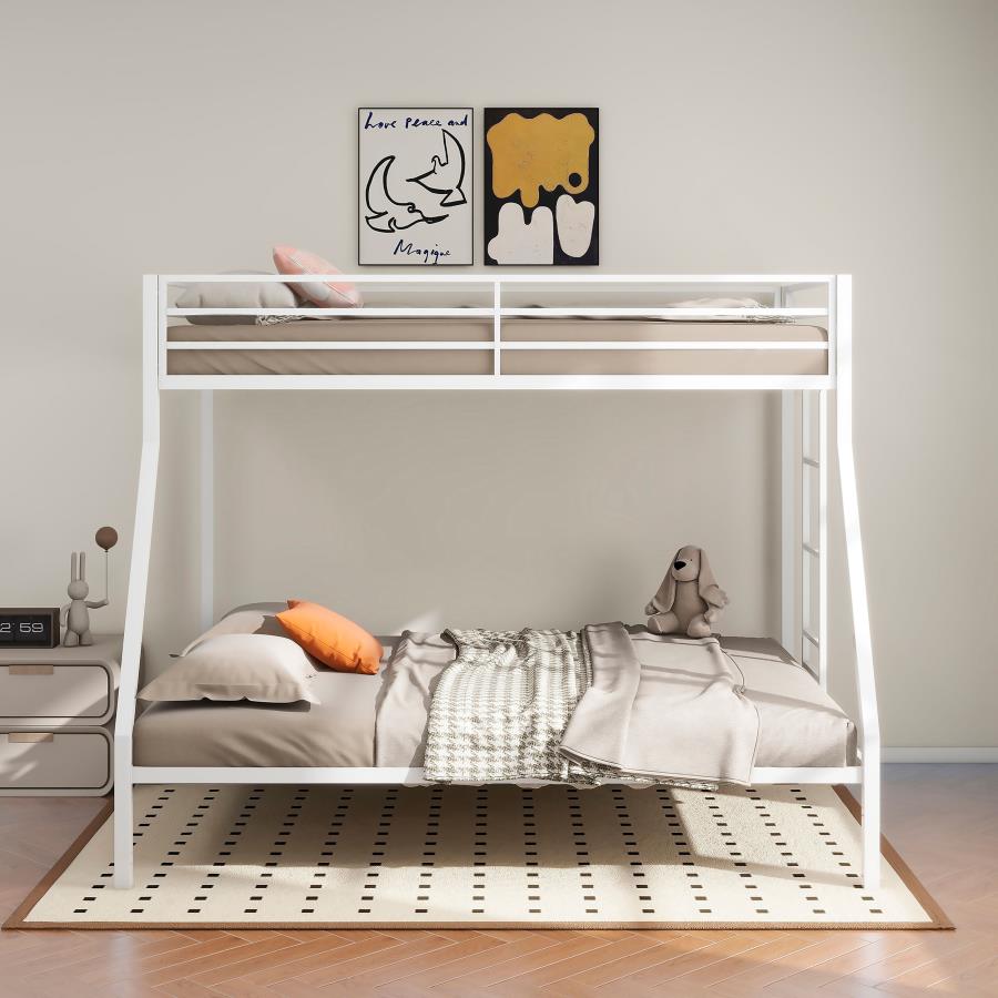 Alevera Metal Twin Over Full Bunk Bed with Ladder White-zoom-3