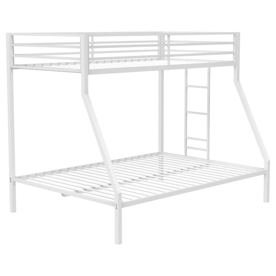 Alevera Metal Twin Over Full Bunk Bed with Ladder White-zoom-1