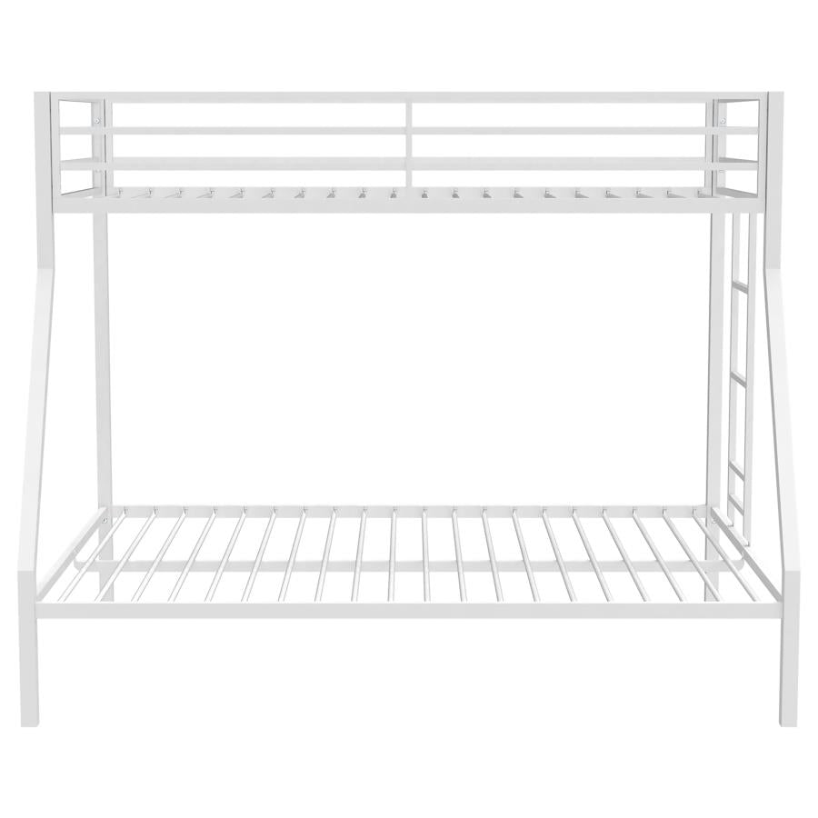 Alevera Metal Twin Over Full Bunk Bed with Ladder White-4