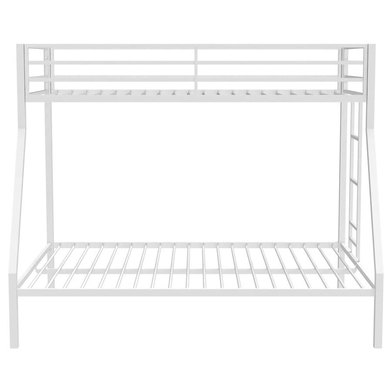Alevera Metal Twin Over Full Bunk Bed with Ladder White-zoom-