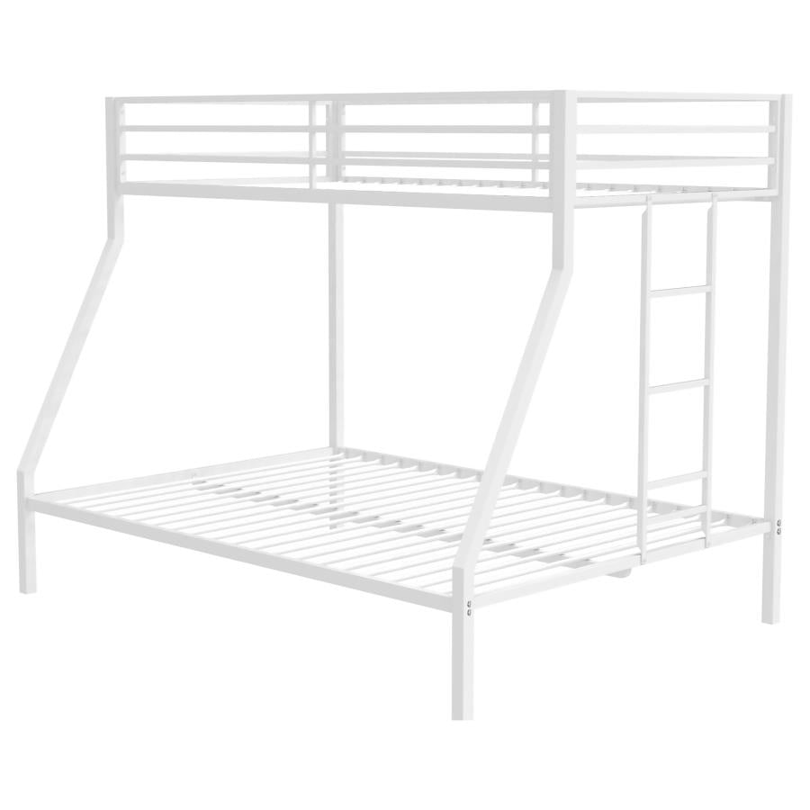 Alevera Metal Twin Over Full Bunk Bed with Ladder White-zoom-5
